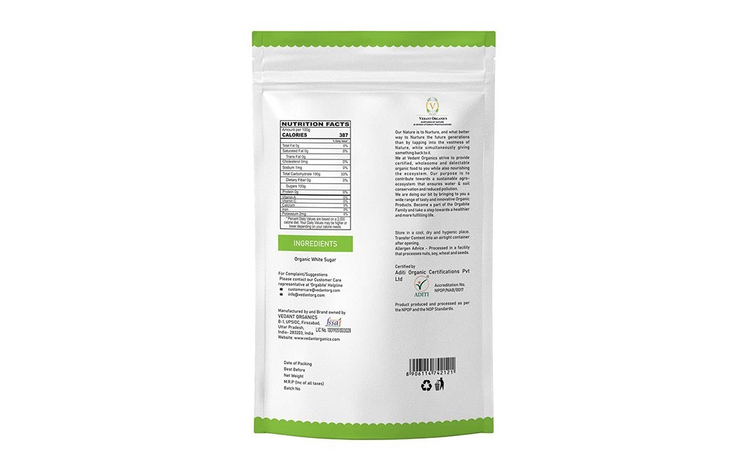 Orgabite Organic White Sugar    Pack  5 kilogram